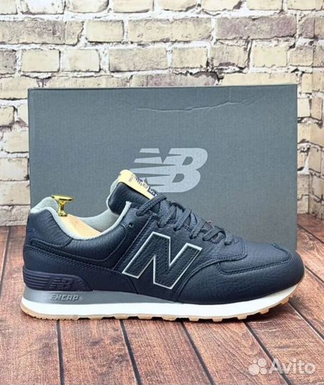 Кроссовки new balance 574 кожаные синие