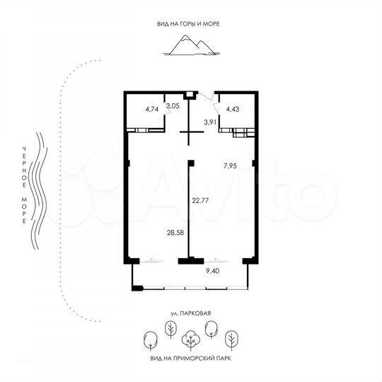 2-к. апартаменты, 84,8 м², 9/12 эт.