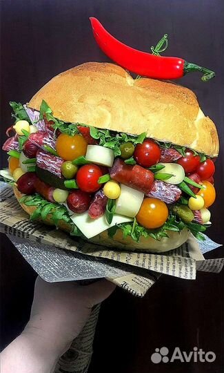 Букет Бургер, мужской букет, сьедобные букеты