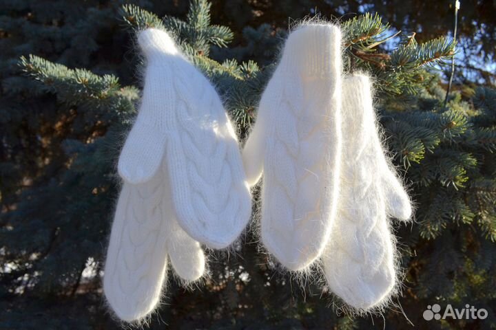 Варежки из пуха норки