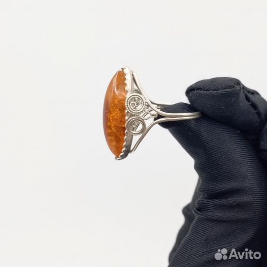Кольцо бижутерия камень узор завитки СССР Винтаж