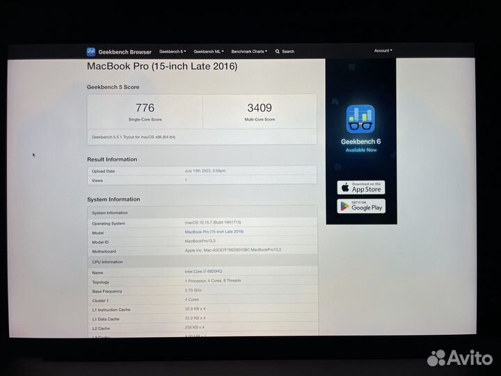 Macbook Pro 15 i7/16Gb/512Gb late 2016