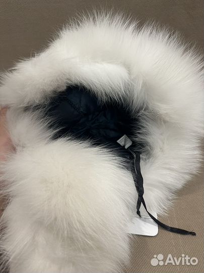 Шапка ушанка из песца и кожи