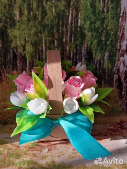 Букет из мыла в корзинке