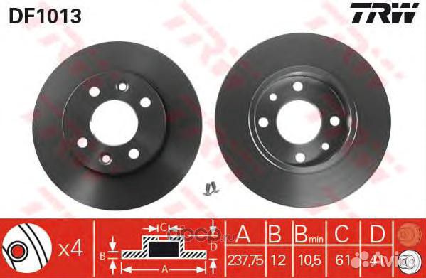 Диск тормозной передний renault logan, clio DF1013