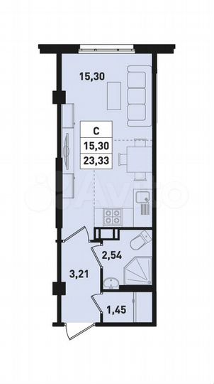 Квартира-студия, 23,3 м², 15/18 эт.