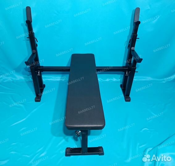 Скамья для жима штанги со стойками и подстраховкой