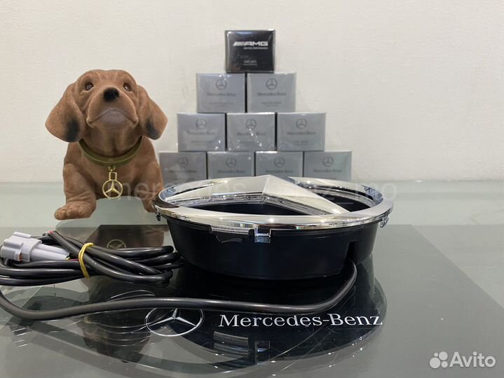 Эмблема звезда Мерседес Бенц с подсветкой