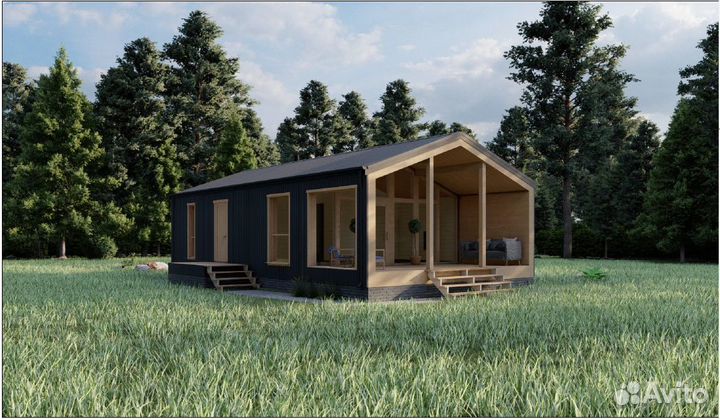 Проект дома барнхаус - barn house 75м2 44 стр