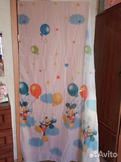 Тюль в детскую новая ткань Микки Маус