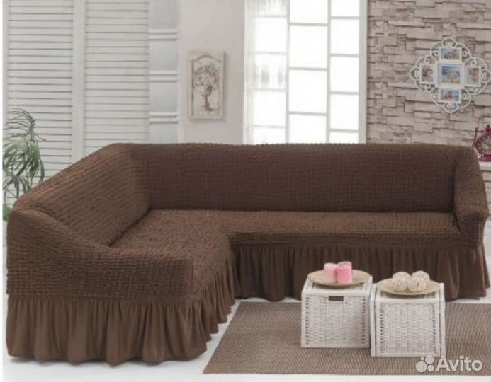 Чехол на угловой диван новый (цвет серый)