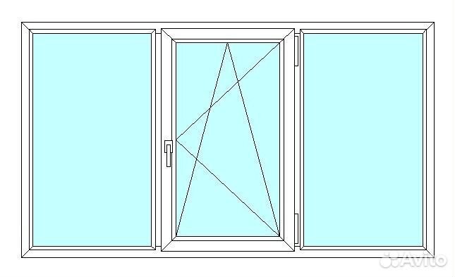 Окно veka WHS60, 3 ств., 2-кам. с/п, 2200x1700