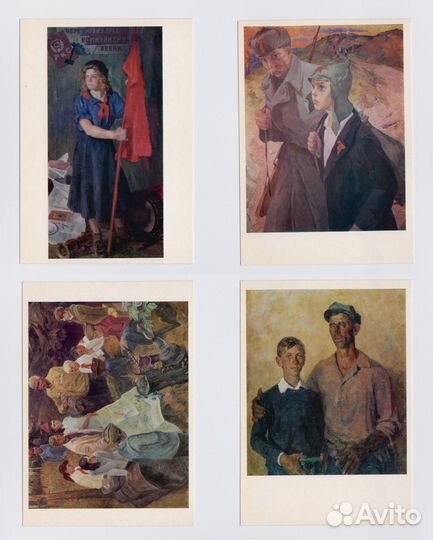 Открытки Пионеры страны Советов соцреализм школа