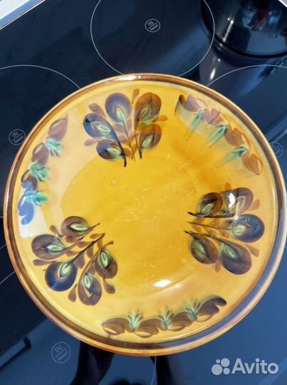 Блюдо, тарелка СССР, ручная роспись «зик»