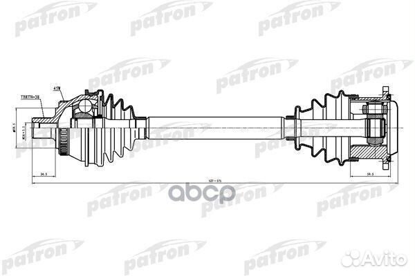 Полуось левая 38x527x59.5 ABS: 45T audi A4 avan
