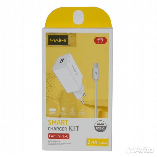 Сзу Maimi T7 USB 2.4A + кабель USB-Type-C