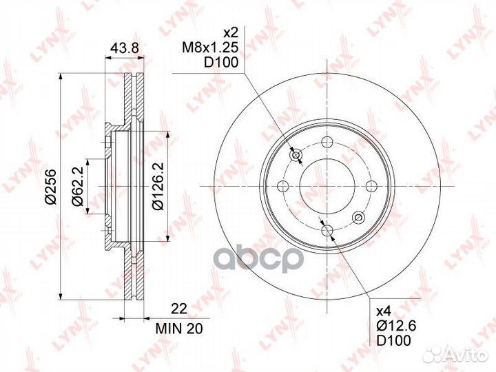 Диск тормозной перед lynxauto 1863 FX1141