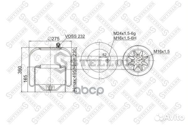 90-43903-SX пневмопод. со стак. 1шп-штуц.M16/2