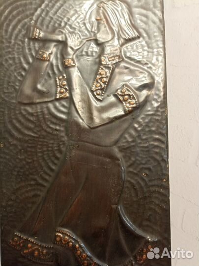 Панно чеканка парень с дудочкой СССР