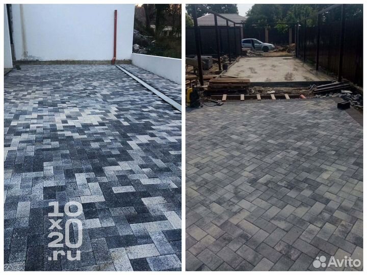 Тротуарная плитка, брусчатка, бордюры с укладкой