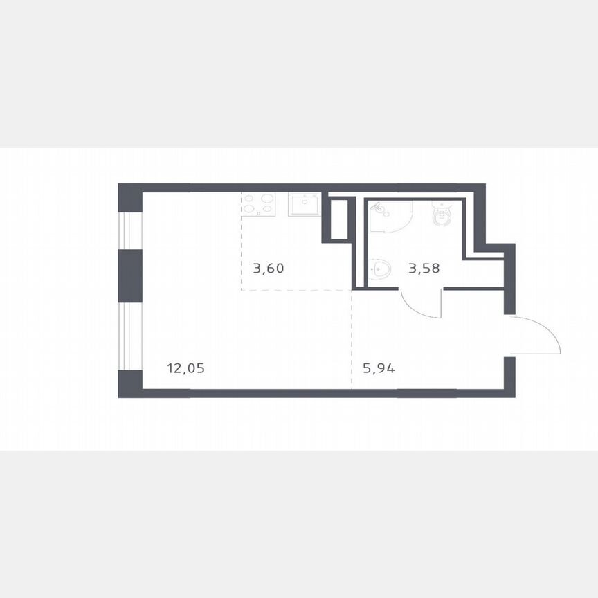 Квартира-студия, 25,2 м², 6/9 эт.