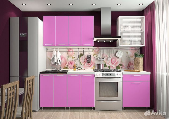 Кухня Радуга Каприче (розовая) 1,8 м