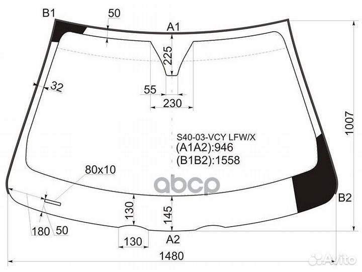 Стекло лобовое volvo C30 06-12/volvo S40/V50 4
