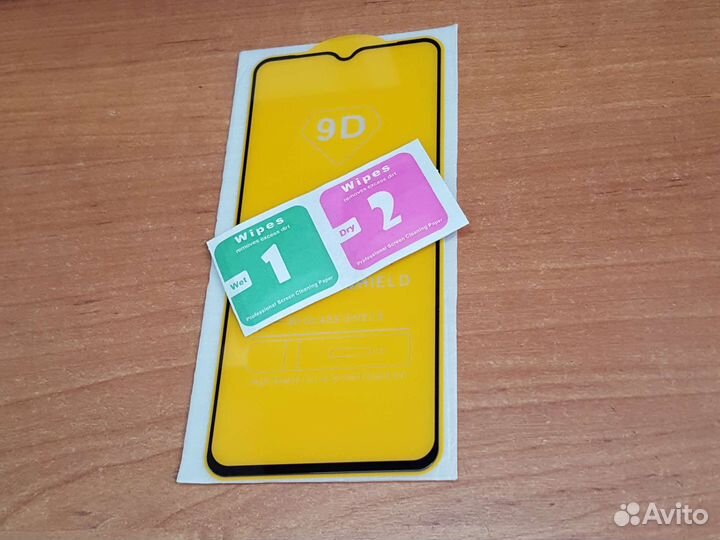 Защитное стекло на Samsung A02 с чёрной рамкой