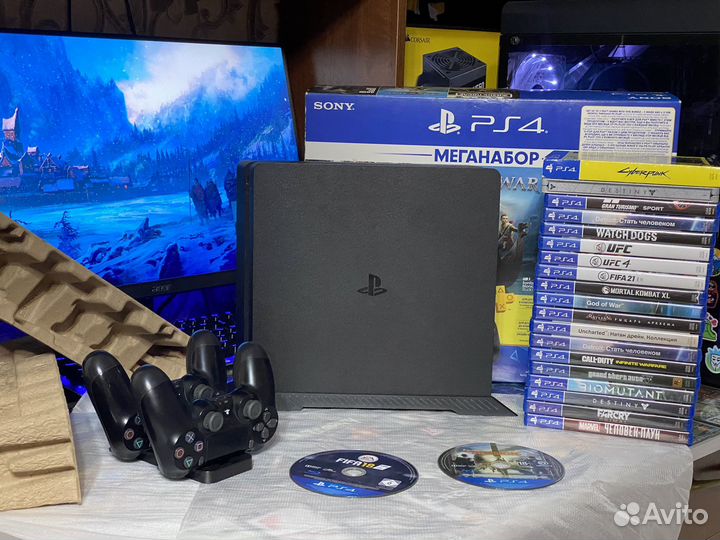 Ps 4 Slim 1000gb+ 2геймпада+ Игры
