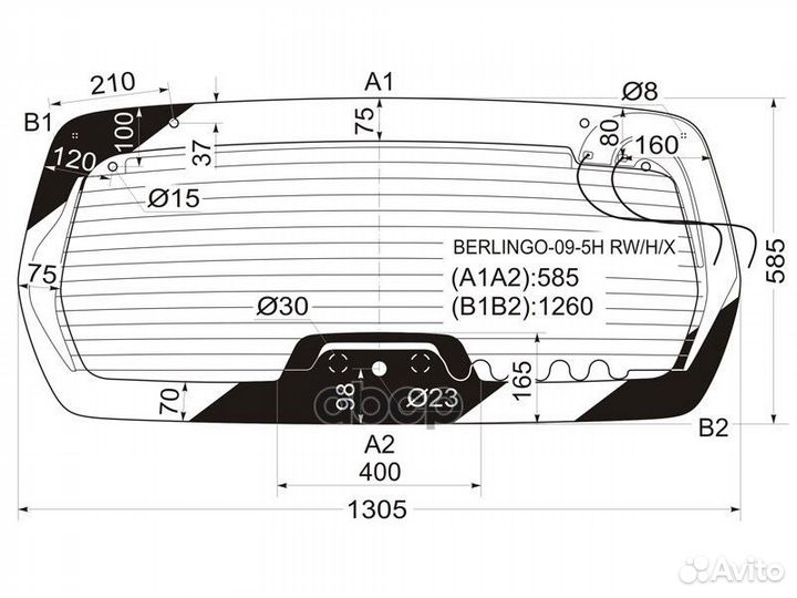 Стекло заднее с обогревом 5 отв. citroen berlin