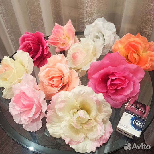 Искусственные цветы, головы роз, лилий, орхидей