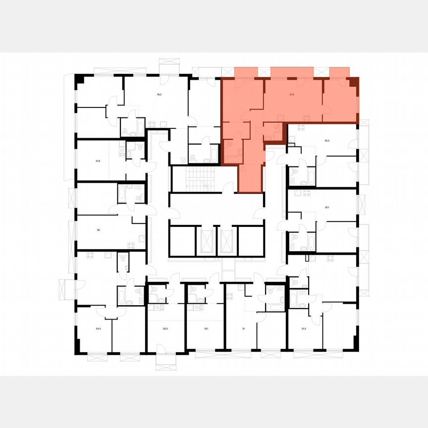 2-к. квартира, 67,8 м², 2/17 эт.