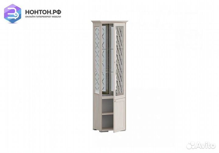 Пенал с витриной Парма сандал светлый