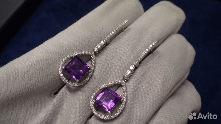 Золотые серьги с аметистами 4.30 карат