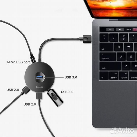 Концентратор USB Baseus HUB Round Box