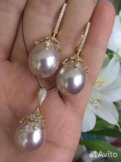 Серьги + кулон в подарок