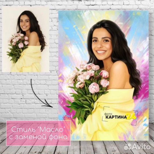 Портрет по фото на холсте