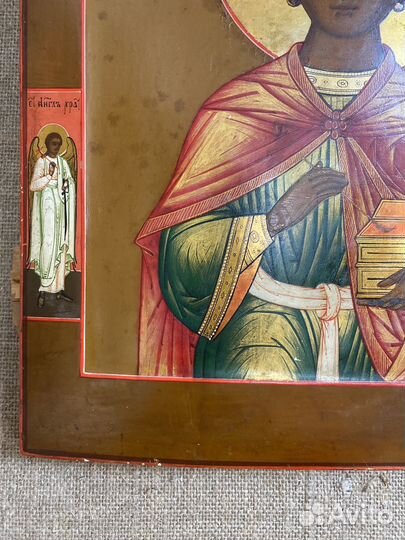 Икона старинная Пантелеймон целитель