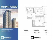 1-к. апартаменты, 36,7 м², 28/36 эт.