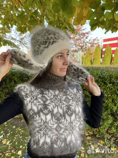 Шапка ушанка женская пуховая Манишка