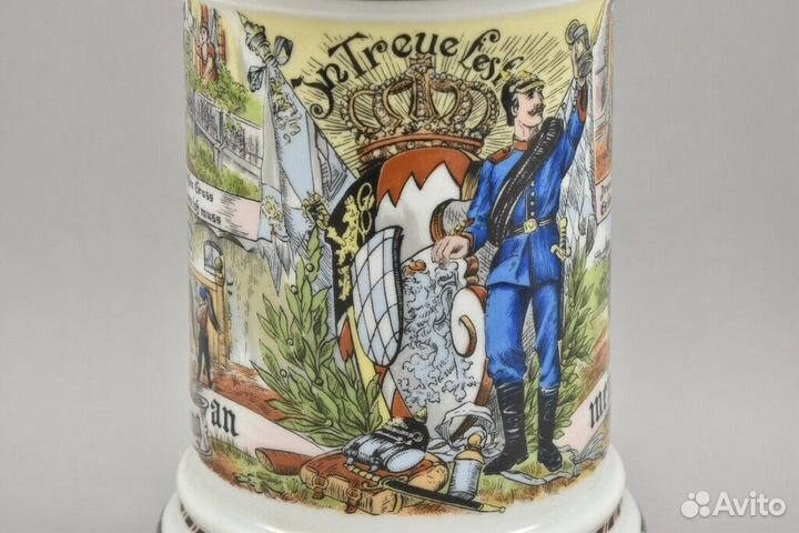 Шикарная пивная кружка с оловянной крышкой.Германи