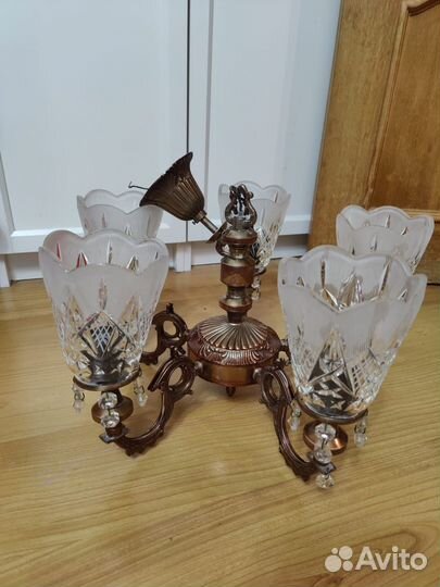 Люстра 5 хрустальных плафона СССР