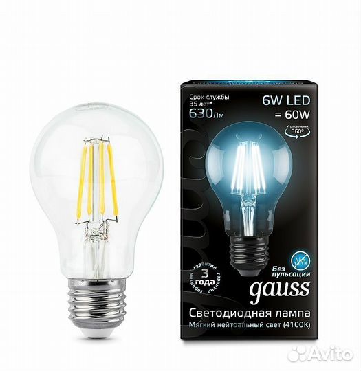Лампа Е27 Gauss Elementary Filament LED