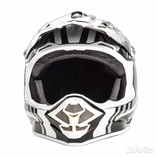 Мотошлем кроссовый hizer B6195 черно-белый