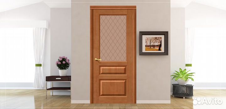 Двери межкомнатные М5. Массив. Т-05 (Светлый Лак)