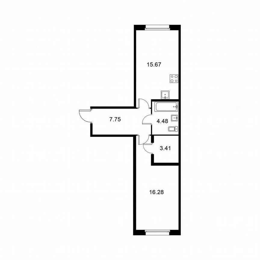 1-к. квартира, 47,6 м², 1/9 эт.