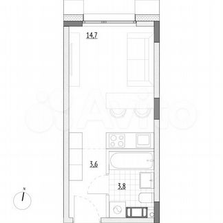 Апартаменты-студия, 22,1 м², 4/7 эт.