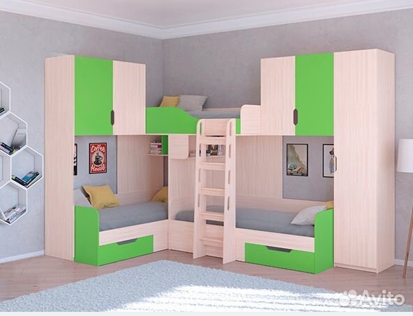 Кровать со шкафом/П и антресолями Дуб Молочный/Оре