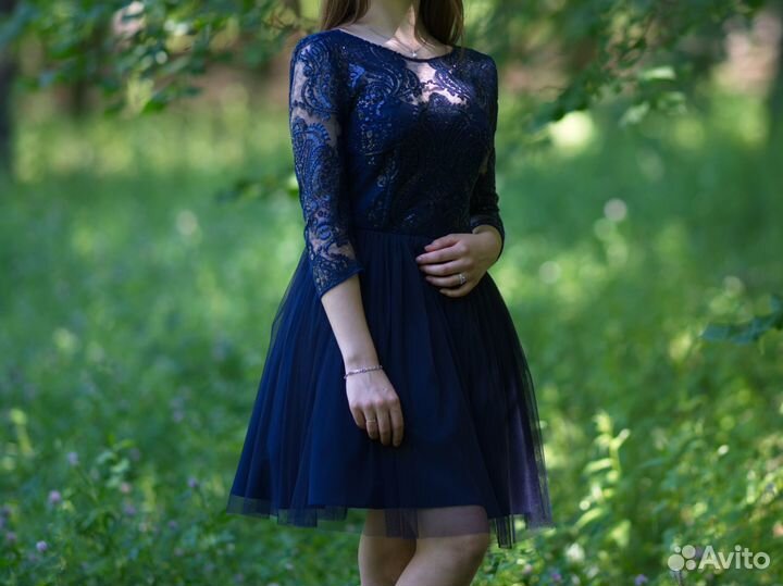 Вечернее женское платье 42 44 синее