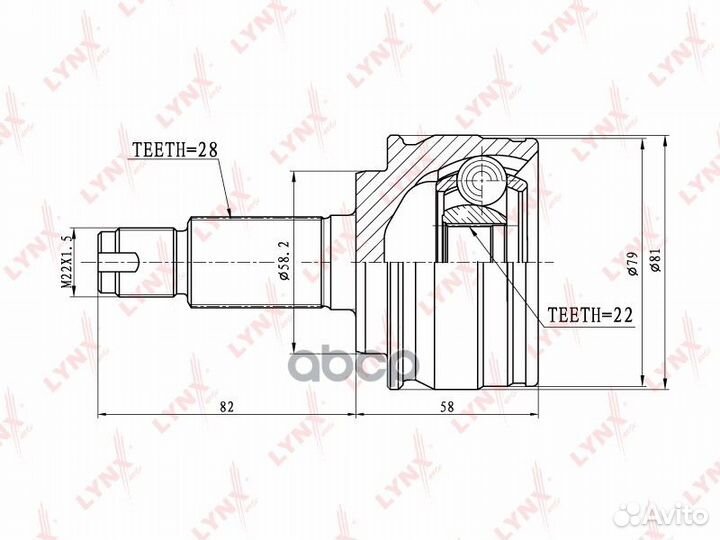 ШРУС наружный перед прав/лев CO3645 lynxauto